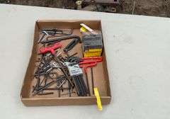 Flat of allen wrenches, hex keys, power nut driver set
