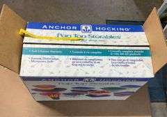 Anchor Hocking pop top storables and kenmore 6 piece stainless steel kitche