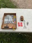 Flat w/universal tool hooks, plastic scrapers, carpenters pencils