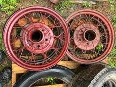 Assorted 5 Bolt Spoked Wheels, 19” Tires