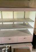 99 in long shelving unit w/ drawers