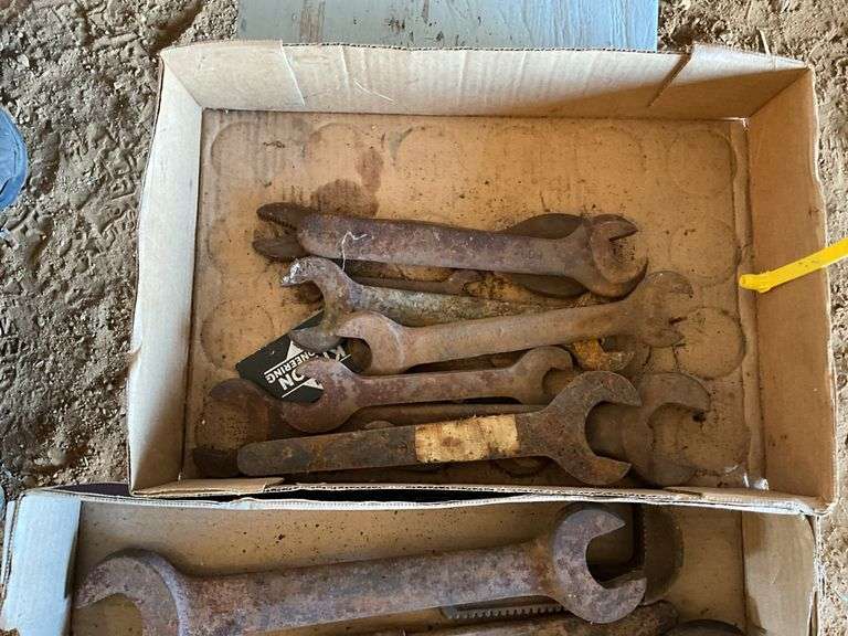 2 flats of vintage wrenches