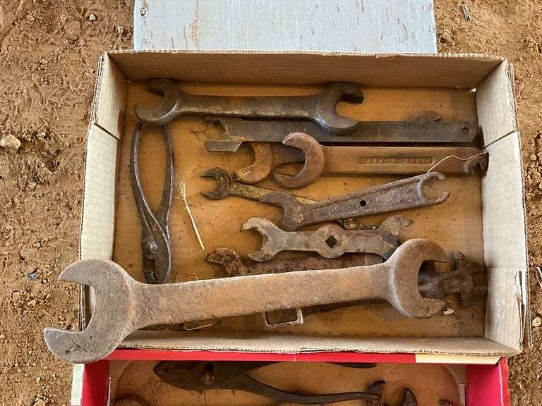2 flats of vintage wrenches
