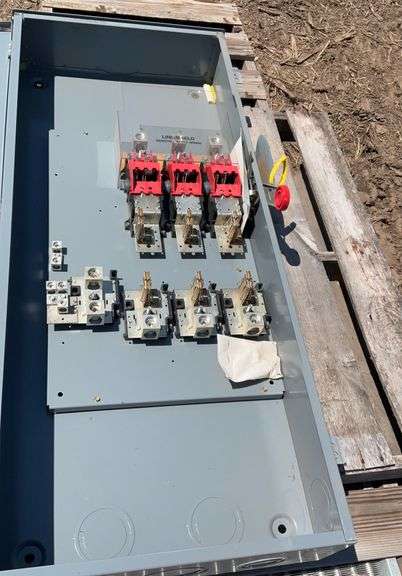 Large metal breaker box, 400 amp, 240V AC