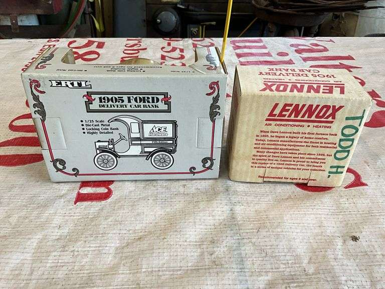 Ace Hardware and Lennox toy truck coin bank