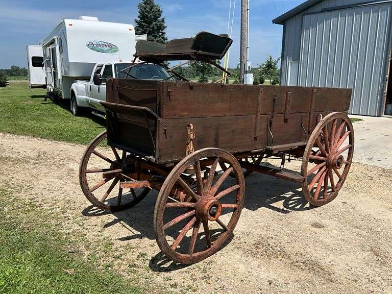 Smith MFG Co. Horse-drawn Wooden Wheel Box Wagon