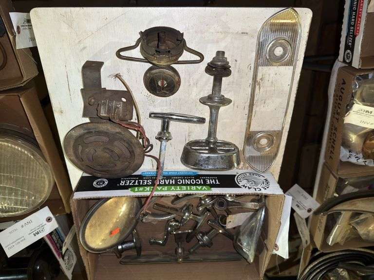 Antique Automobile Parts - Radiator Motometer, Door Hardware, Mirror and mo