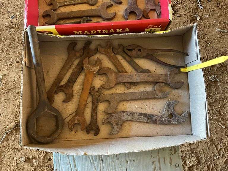 2 flats of vintage wrenches