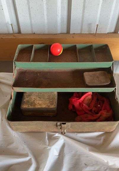 Steel toolbox w/ sockets and 2 tackle boxes
