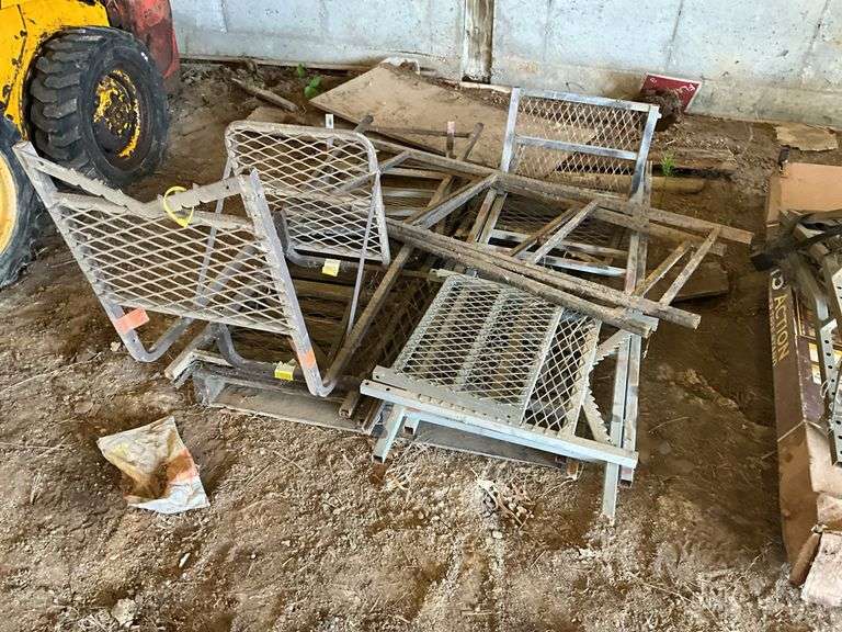 Pallet of deer stand, ladders and parts
