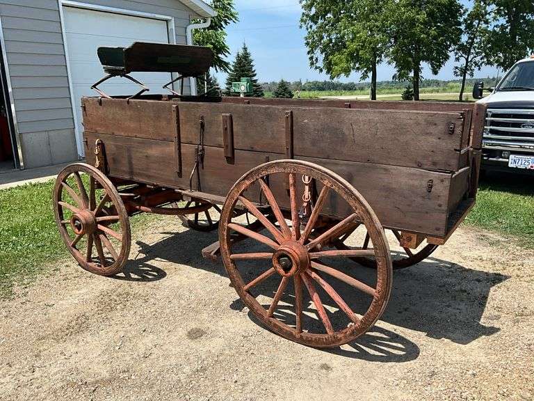 Smith MFG Co. Horse-drawn Wooden Wheel Box Wagon