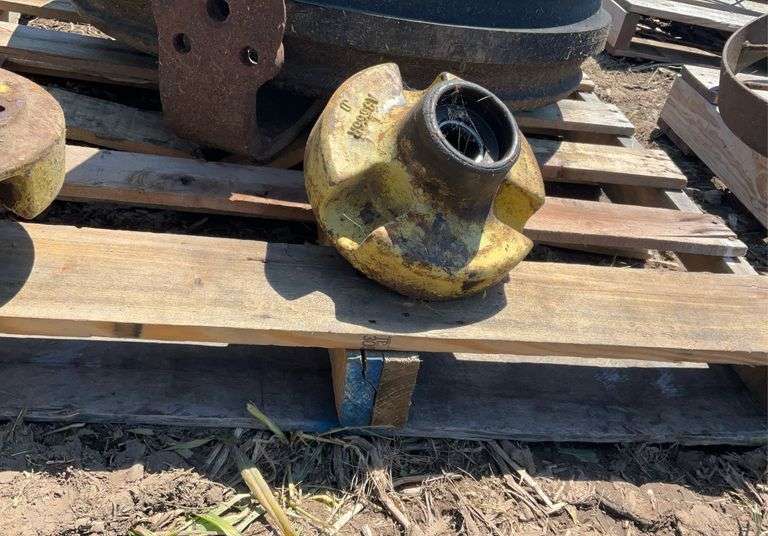 (2) John Deere A front wheel hubs, weighted