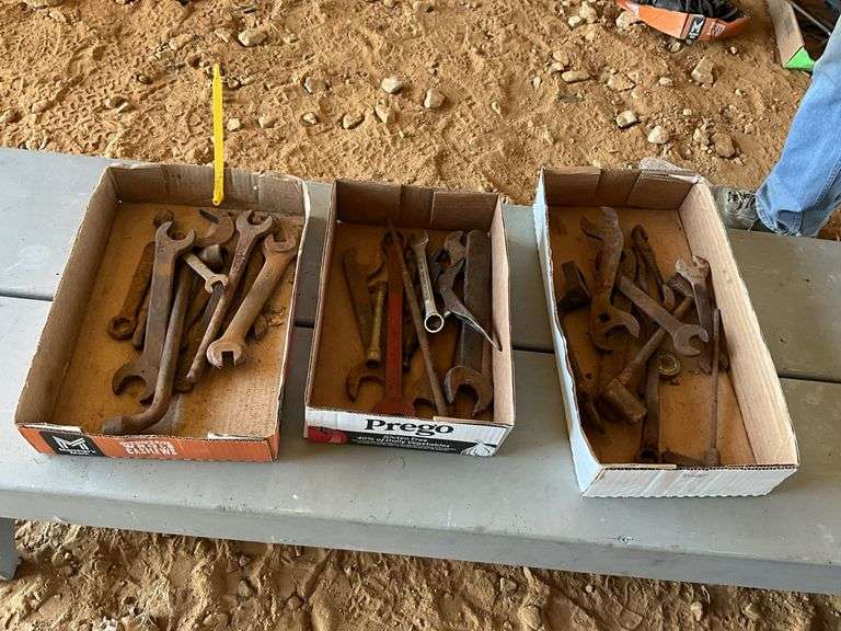 3 flats of vintage wrenches