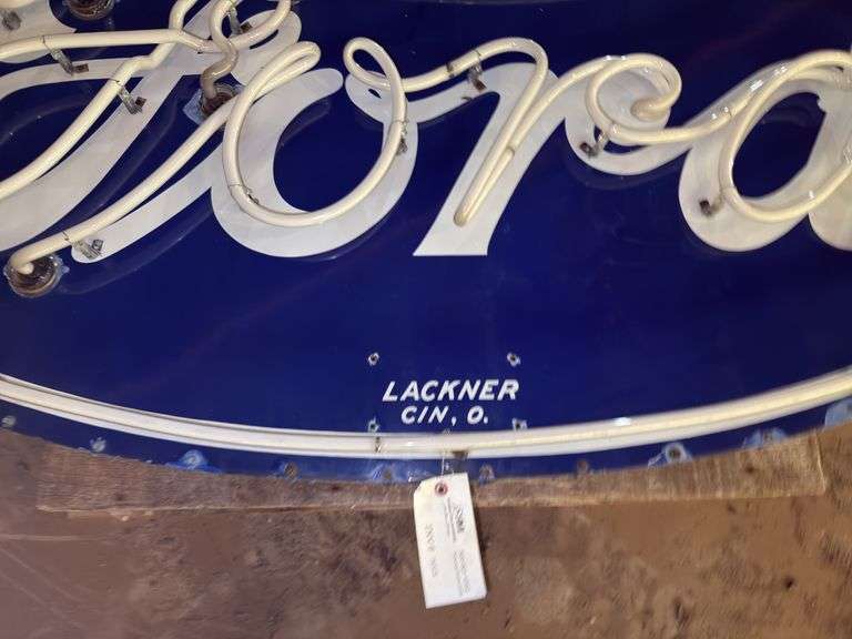 70” x 36” Porcelain Ford Neon Dealership Sign, Complete, Non-Working as it 
