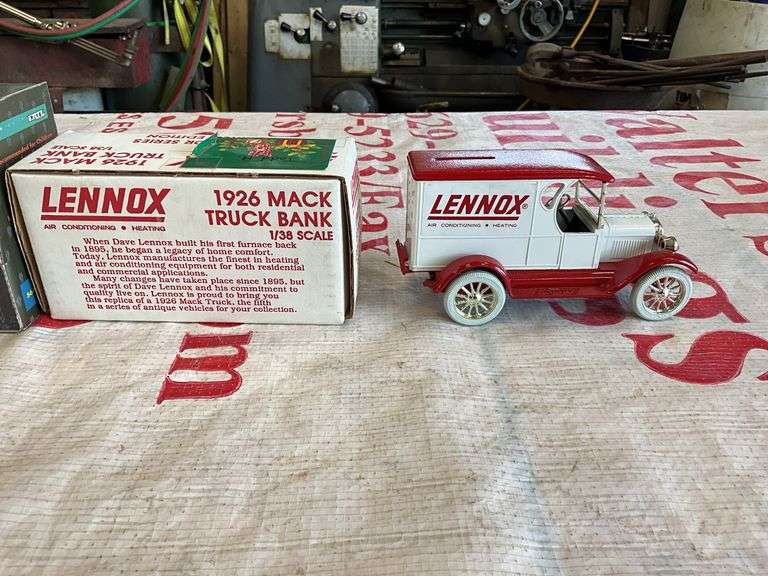 JD and 2 Lennox toy truck banks