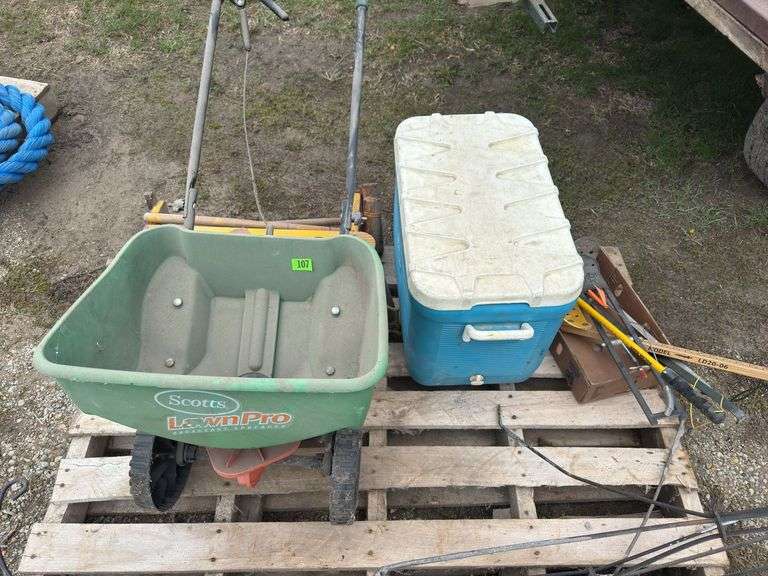 Scott's Seed/Fertilizer Spreader, Crouqet Set, Cooler, Ice Scoops