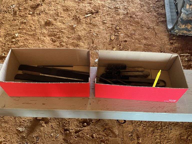 2 Flat of files, wire brushes, tin snips