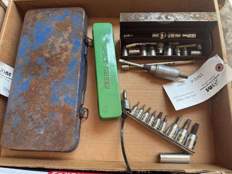 Assorted 1/4” Sockets, Tourqx Sockets, Impact Driver, Partial Socket Set