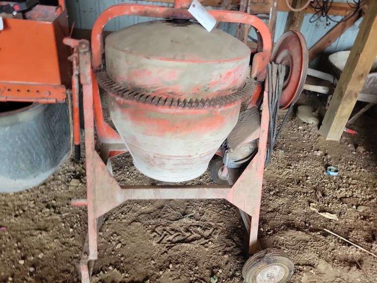 Electric Drive Cement Mixer, Solid Wheels, 1HP Motor