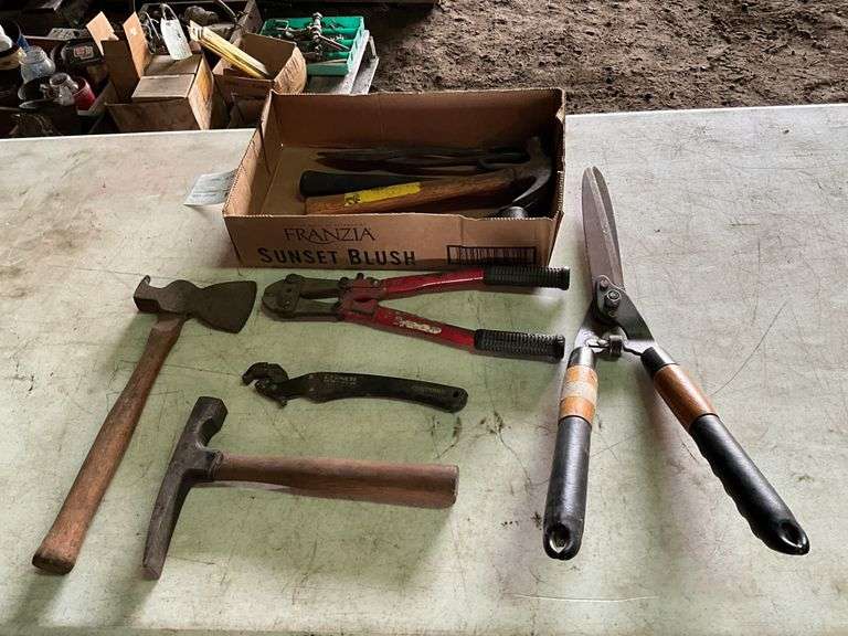Bolt Cutters, Hammers, Prybar, Hedge Trimmer