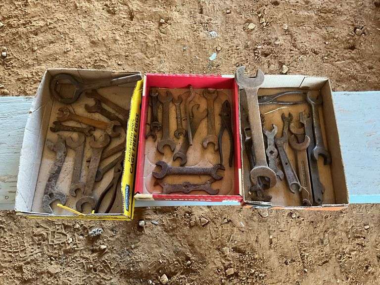 2 flats of vintage wrenches