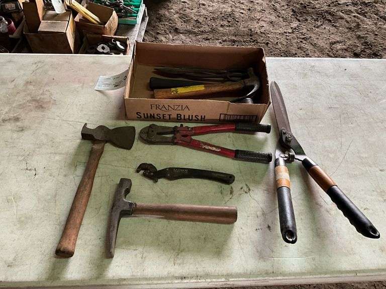 Bolt Cutters, Hammers, Prybar, Hedge Trimmer