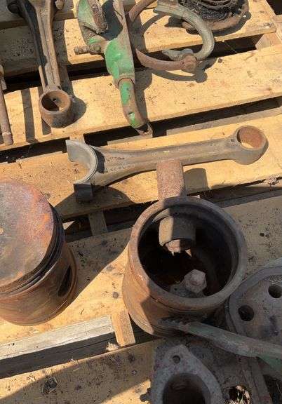 John Deere A block, head, connecting rods, piston, oil pump, clutch brake a