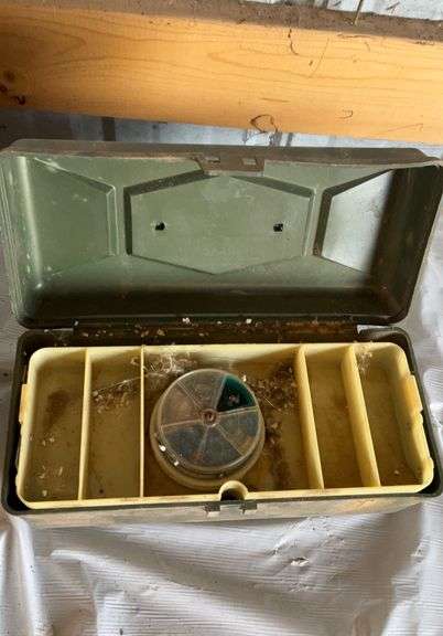 Steel toolbox w/ sockets and 2 tackle boxes