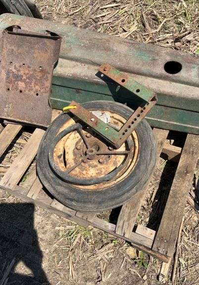 JD parts off H ; hood, steering wheel, hitch, front tire & hub, & seat pan
