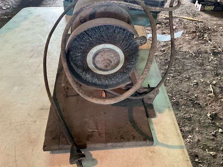 Vintage Bench Grinder with Wire Wheel and Stone