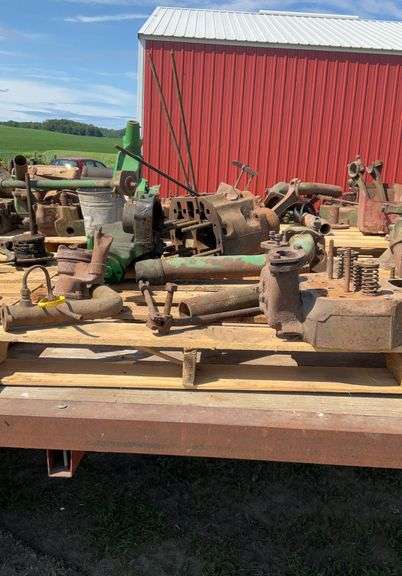 John Deere A block, head, pistons; block is cracked, good studs, seat and f
