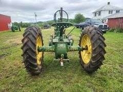 1937 John Deere A Tractor, NF, Flat cut off round Spoke Wheels, Runs & driv