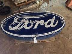 70” x 36” Porcelain Ford Neon Dealership Sign, Complete, Non-Working as it 