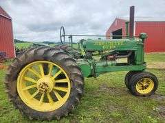 1937 John Deere A Tractor, NF, Flat cut off round Spoke Wheels, Runs & driv