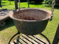 Large Cast Iron Metal Pot with Stand