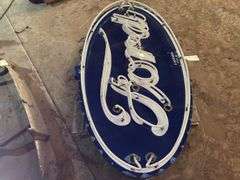 70” x 36” Porcelain Ford Neon Dealership Sign, Complete, Non-Working as it 