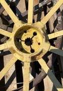 (2) JD metal rims w/cast centers off John Deere B, flat spokes