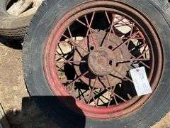Pallet of  4 Tires(4.40/4.50-21, 525-5.5 -18, 4.75/5.00-19 on Spoke Rim, 4.