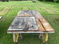 12ft x 6ft Hay rack on steel wheel running gear