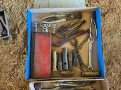 2 flats w/ sockets, snap ring pliers, vice grip and misc