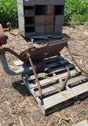 Old metal forge w/blower, Midway spiral geared blower