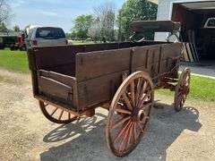 Smith MFG Co. Horse-drawn Wooden Wheel Box Wagon