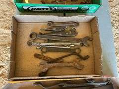 3 flats of vintage wrenches and files