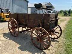Smith MFG Co. Horse-drawn Wooden Wheel Box Wagon