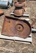 Old metal forge w/blower, Midway spiral geared blower