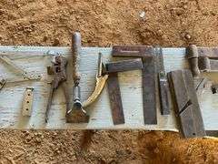 2 flats of hand planes, squares, carpenter tools