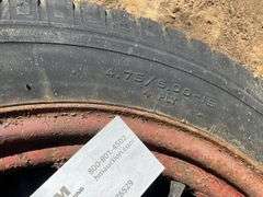 Pallet of  4 Tires(4.40/4.50-21, 525-5.5 -18, 4.75/5.00-19 on Spoke Rim, 4.