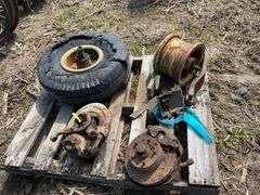 Pallet of John Deere front end single rims & mounts w/2 brake assemblies