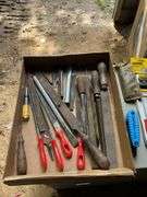 Flat with assortment of files, tape measures, hook sets & hex keys