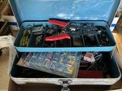 Metal Tackle Box with Assorted Wiring Tools, Electrical Connections